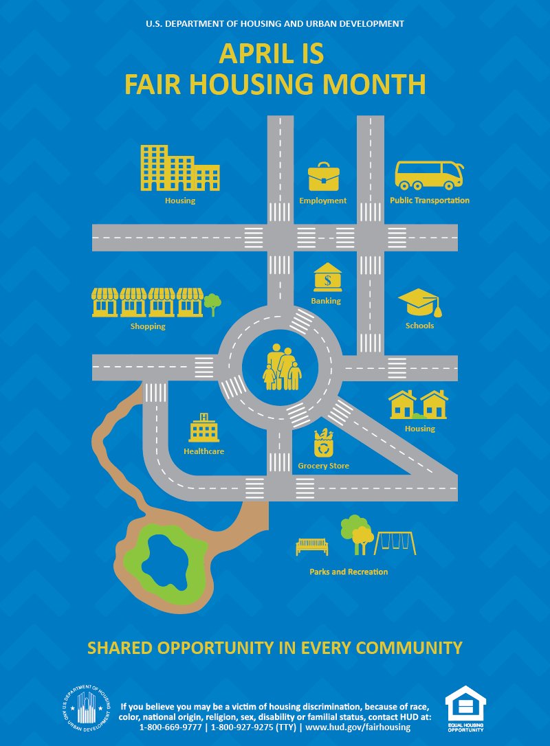 HUDgov's tweet photo. April is Fair Housing Month. We kickoff #FairHousing2016 by launching a new media campaign. https://t.co/1TUDKctyTc https://t.co/b11Rv4BoCD