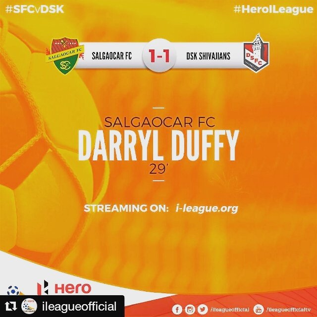 Duffers9's tweet photo. Good to be on the score sheet although 3 points would've been nice! #10in11 #1gameatatime #Goa #India #SalgaocarFC https://t.co/s8VgdpQ0gb