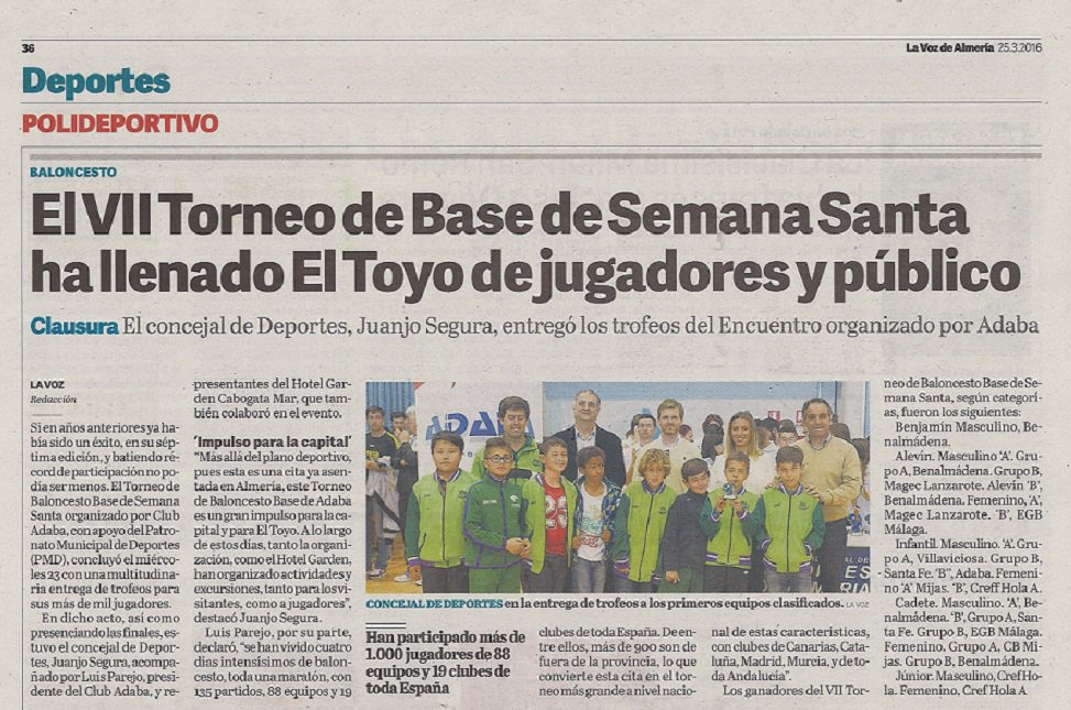 adaba_basket's tweet photo. 25/03/2016 @LaVozDeporteAlm
Repercusión del #TorneoSSta2016 https://t.co/jDXuhs8A6r
