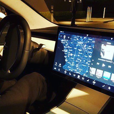 DenRosen's tweet photo. The Tesla Model 3 looks amazing. Like they built the car around an iPad! #tesla #teslamode… https://t.co/FZzLv4luUy https://t.co/Jb2oQVEf6M