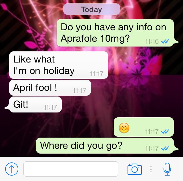 DullPharmacist's tweet photo. I text my pharmacy friends 'Do you have any info on Aprafole 10mg?' 😊 https://t.co/W4aeVR85gY