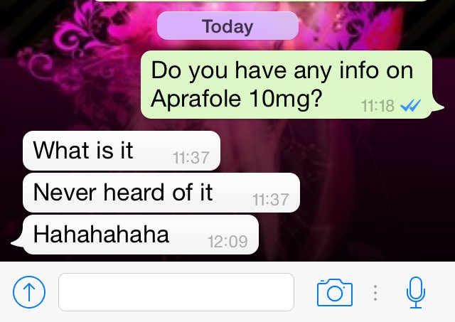 DullPharmacist's tweet photo. I text my pharmacy friends 'Do you have any info on Aprafole 10mg?' 😊 https://t.co/W4aeVR85gY