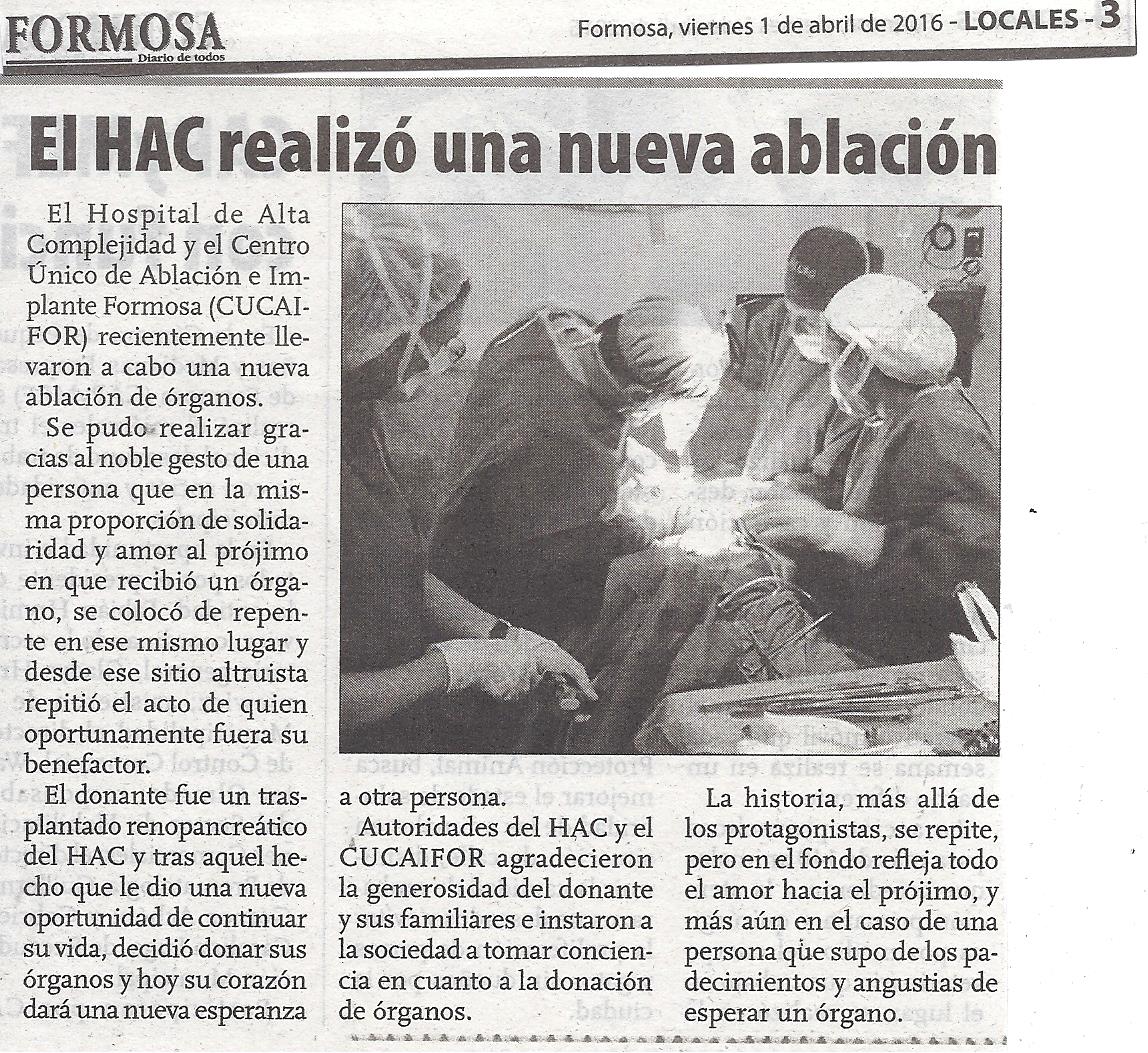 Diario "Formosa" Viernes 1 de Abril 2016