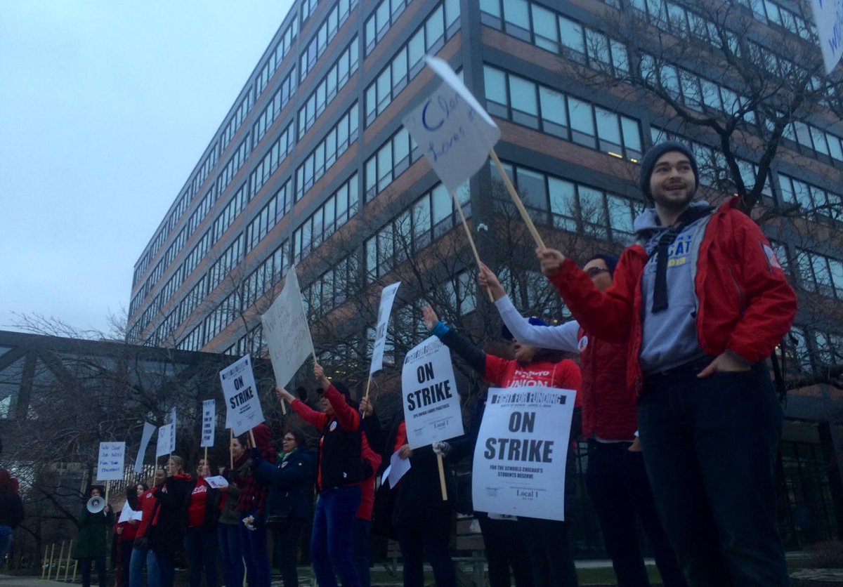CPS teachers outside Clemente HS