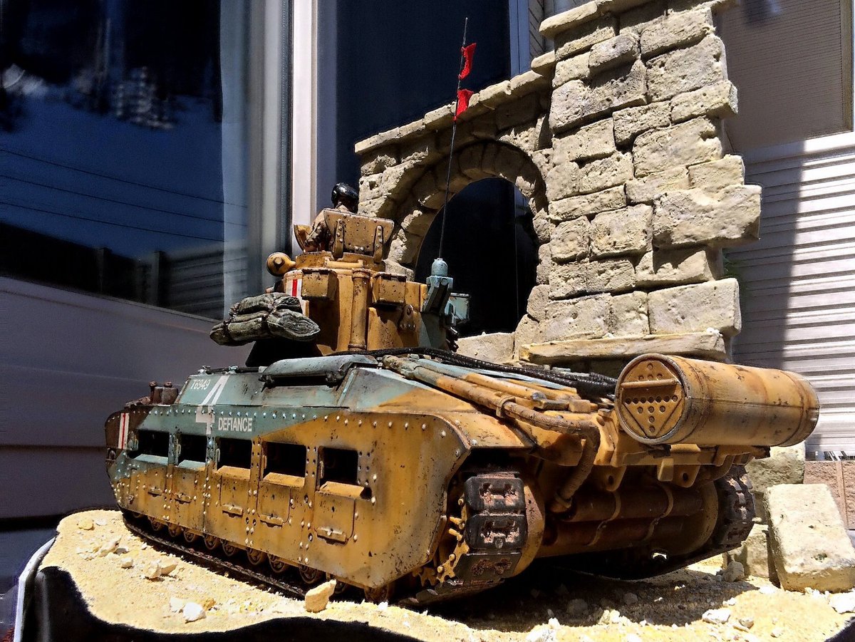 otya999's tweet photo. タミヤ1/48 マチルダMkIII/IV 『砂漠の女王』完成だぜいやっほー（≧∇≦）楽しかったー^^
#模型戦車道 ＃ジオラマ同盟 https://t.co/imBNZBncT3