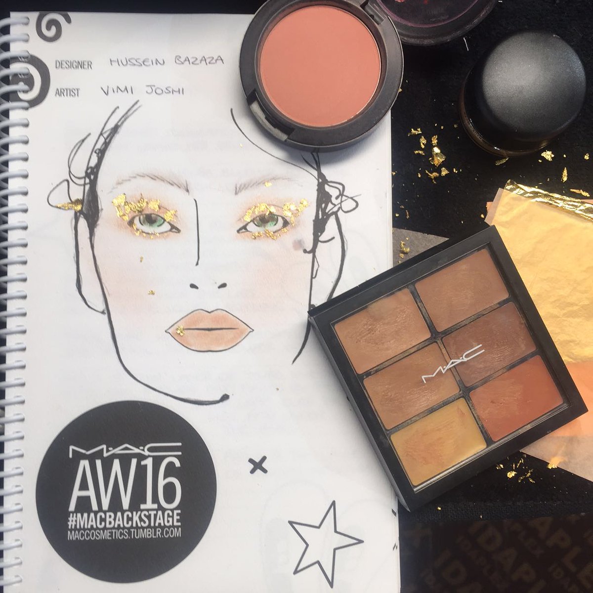.<a href="/MAC_Vimi_J/">Vimi J</a> serves up "divine alchemy" at <a href="/HusseinBazaza/">Hussein Bazaza</a> with gold flaked eyes and Peachstock Lipstick. @FFWDDXB