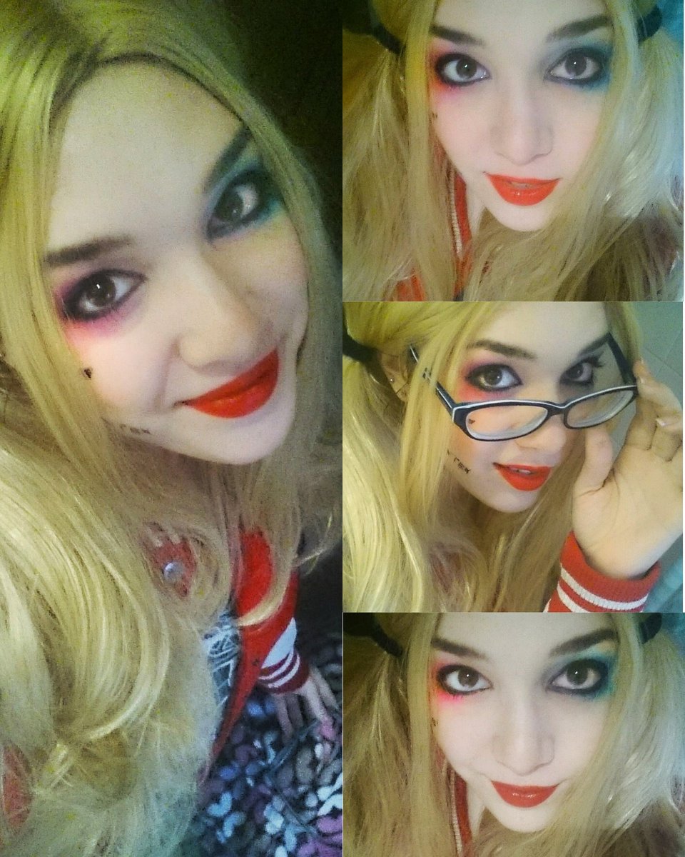 MisaWingingIt's tweet photo. Oh, come on, Puddin'! Don't you wanna rev up your "Harley"? VroomVroom! #cosplay #harleyquinn #SuicideSquad #makeup https://t.co/bIayEuaahy