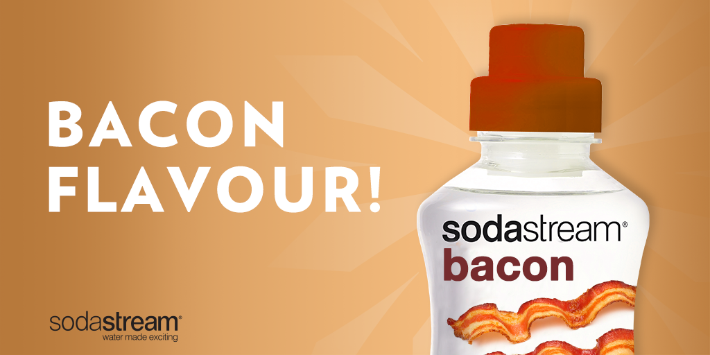 SodaStream_CA's tweet photo. Bring on the bacon with our new #SodaStream Bacon Flavour! Because bacon has no limits #BaconStream https://t.co/Px36lPlO3L