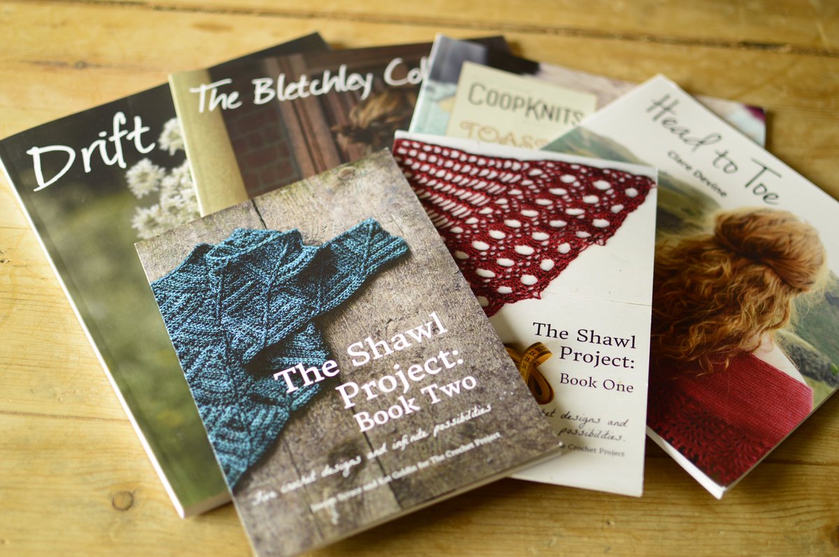 EdenCottage's tweet photo. We have books! Inc Drift, Bletchley, @coopknits @TheCrochetProj and @KnitShareLove https://t.co/l6WiO1LpW2 https://t.co/axgRTQeCBb