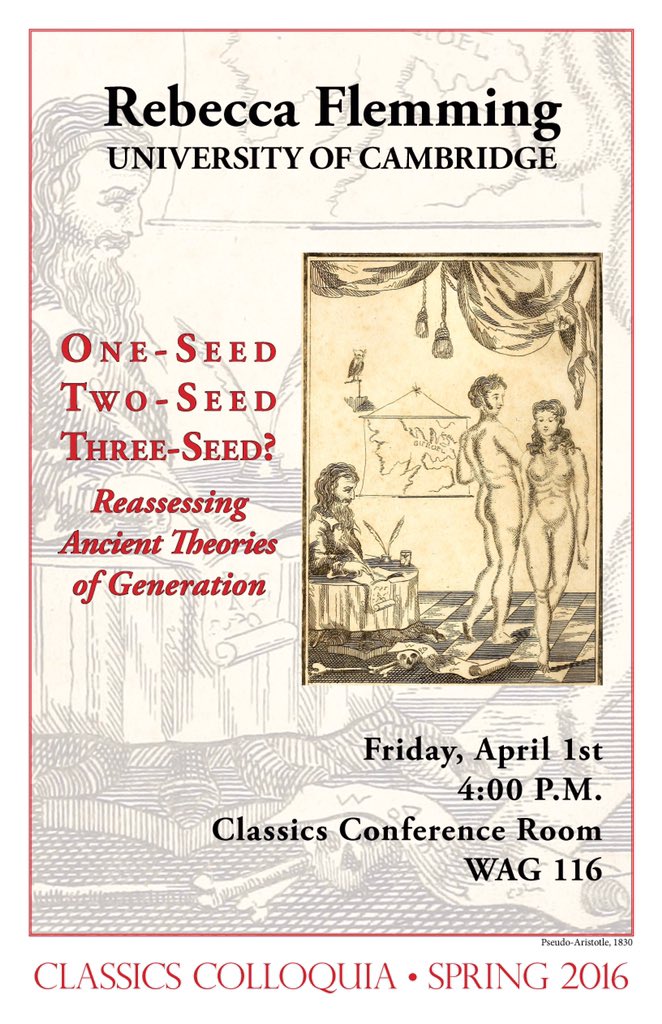 Don't miss Rebecca Flemming on Theories of Ancient Generation today  at 4PM in WAG 116