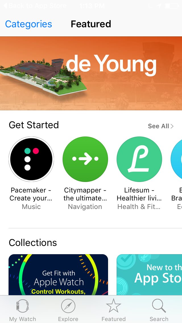 Guidekick's tweet image. Thrilled to announce that Official @deyoungmuseum app featured as "Best New App" in @AppleWatch @AppStore #musetch