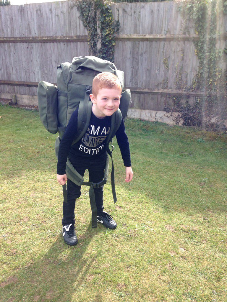 Iaincameron5's tweet photo. @TaylorCameron5 has packed her Bergen for army exercise! Euan thought he would try it out! https://t.co/Tkf57dHv3p