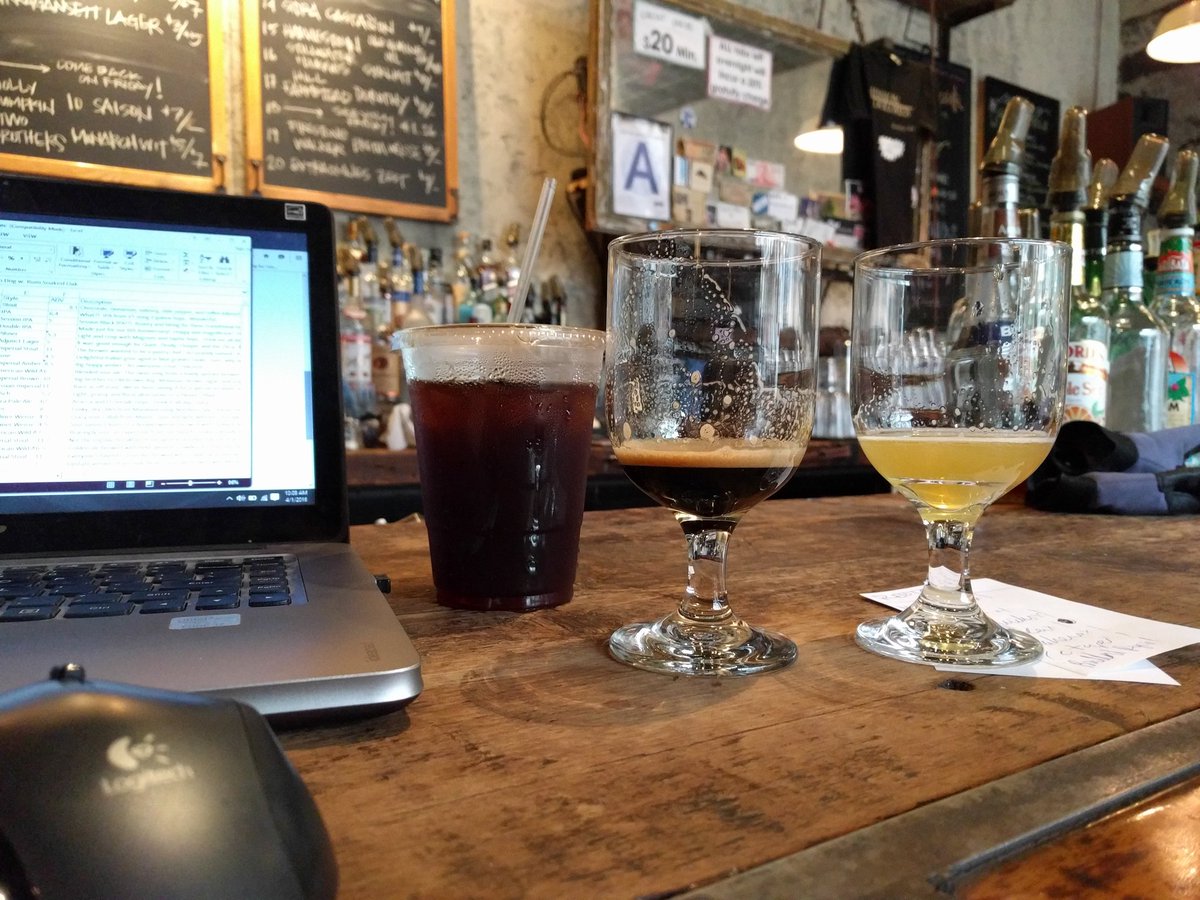 CrimsonRobot's tweet image. Setting up the @MDBrooklynBar Anniversary party!! Coffee, @OtherHalfNYC ! Imperial IPA and @foundersbrewing KBS