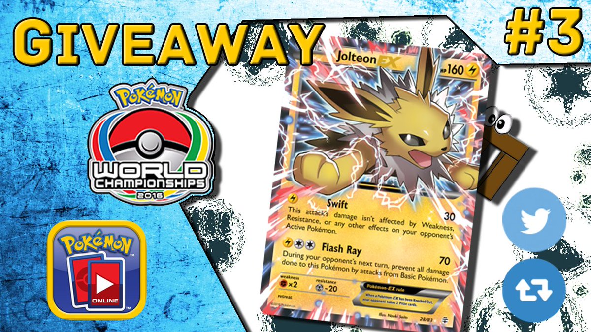 tablemon's tweet photo. Tablemon Giveaway #3: JOLTEON EX! Follow + Subscribe + RT for a chance to win! 
Winner will be announced April 30th! https://t.co/n4obhu8w3n