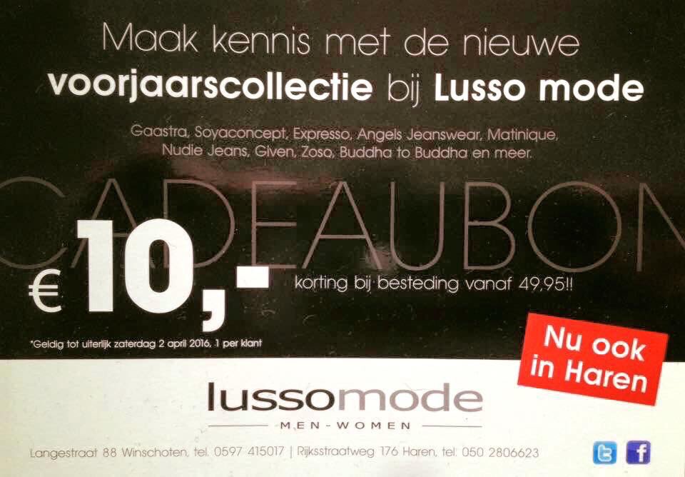 LET OP!!
DE CADEAUBON IS ALLEEN VANDAAG EN MORGEN NOG GELDIG!!! <a href="/lussomode/">Lusso mode</a>