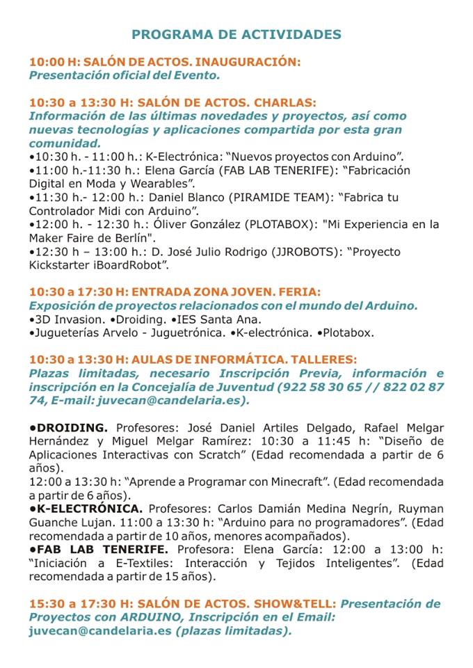 ArcadeBabel's tweet image. Mañana sábado de abril #ArduinoDayTF2016