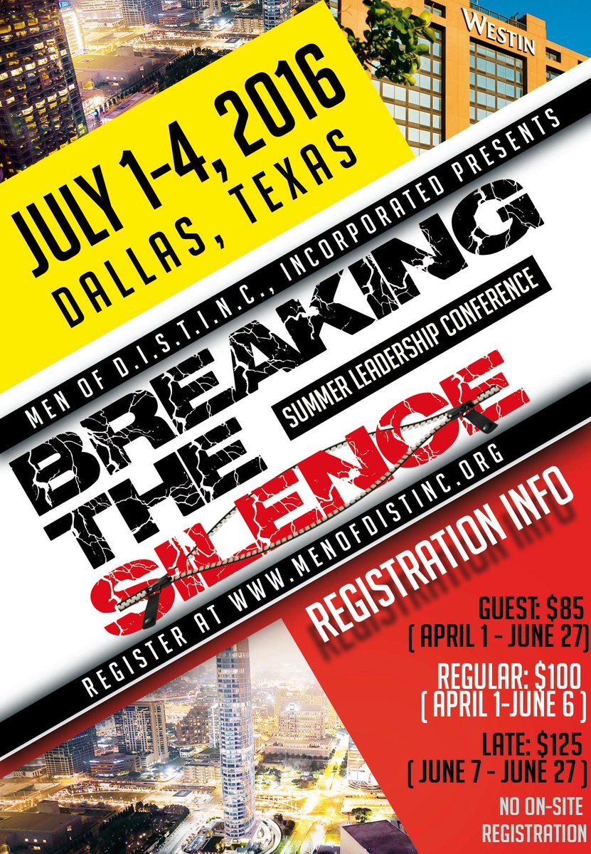 MenOfDISTINC81's tweet photo. Register for our Summer Leadership Conference at https://t.co/xDvzj7VQ3m "Breaking The Silence" https://t.co/WHrZTDUtaS