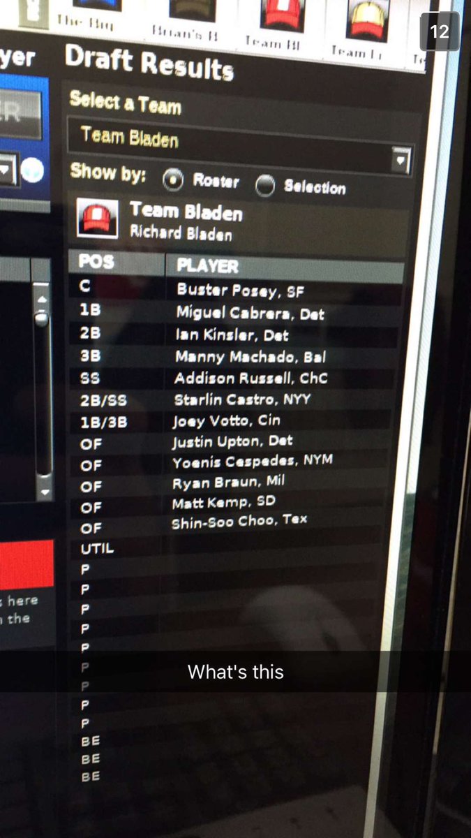 GCFBL's tweet photo. Bold drafting strategy by @richardbladen #draftday #commishtweets https://t.co/o3QaPB4ftA