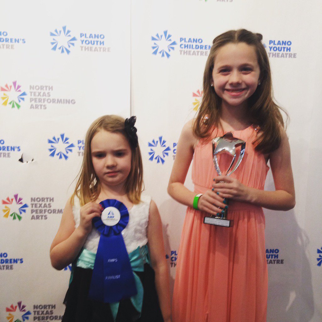 mmedowen's tweet photo. Plano Children's Theatre AMP Awards last night. One of my girls won. The other was a finalist. She was not amused https://t.co/gOWZBk7bdb