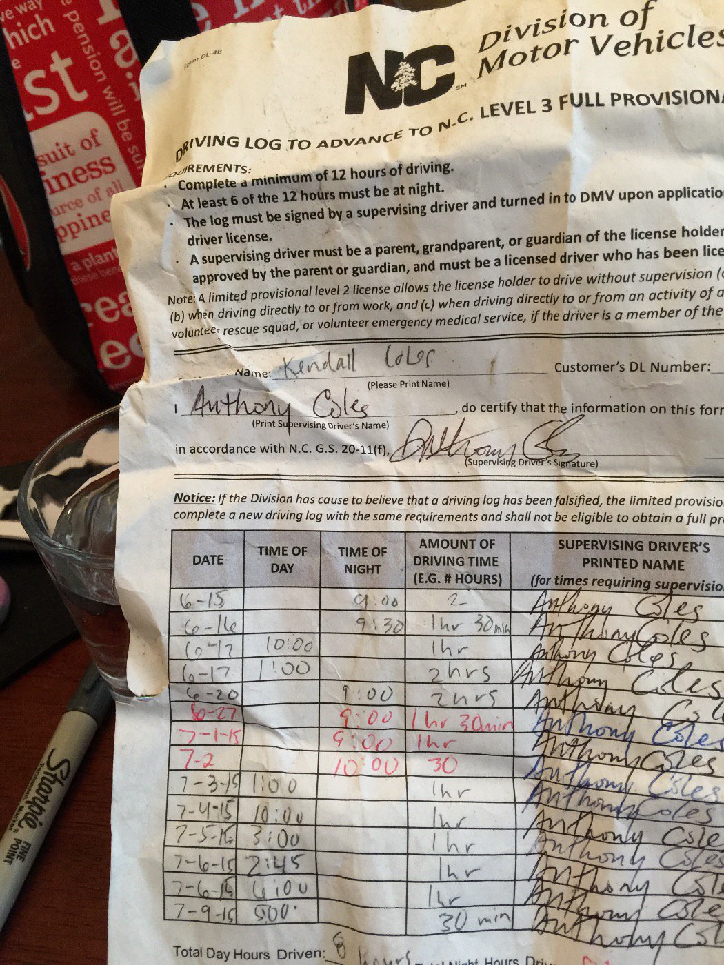 Nc Driving Log Example - Fill and Sign Printable Template Online