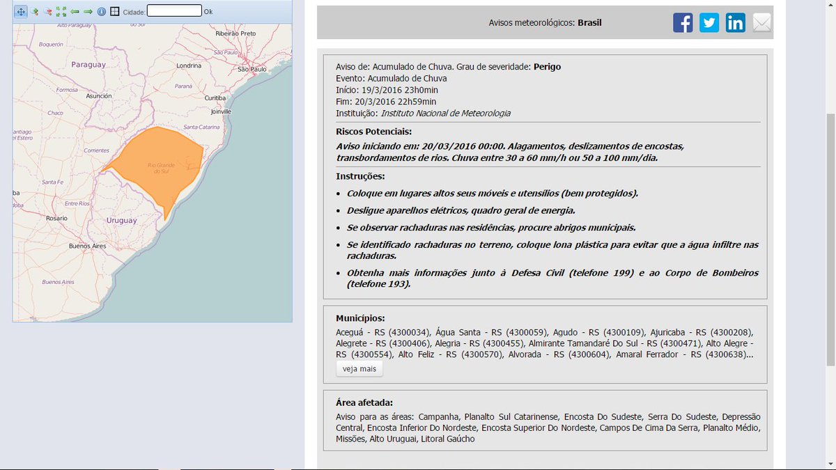 gabrielcassol_'s tweet photo. Aviso de: Acumulado de Chuva. Grau de severidade: Perigo
Início: 19/3/2016 23h0min
Fim: 20/3/2016 22h59min
#AlertaRS https://t.co/gT0j2zw8CK