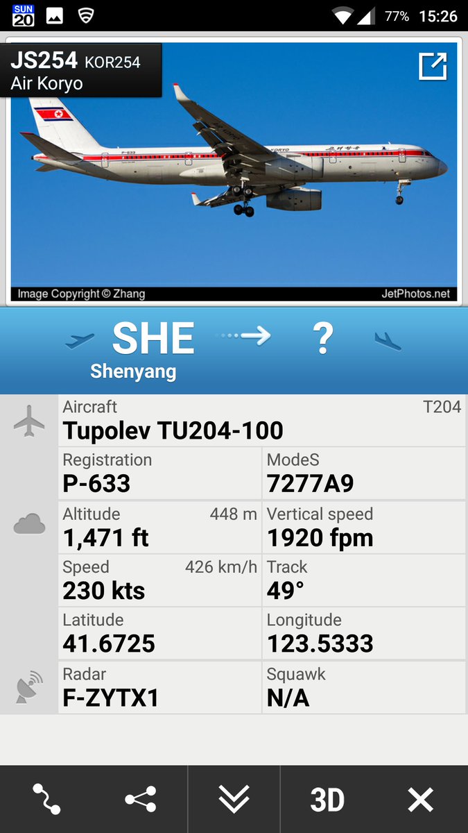 CivMilAir's tweet photo. Air Koryo
Shenyang > Pyongyang #DPRK North Korea
Tu204 #P633 JS254
https://t.co/7Jn1oq8zrK https://t.co/xatFieyQ5t