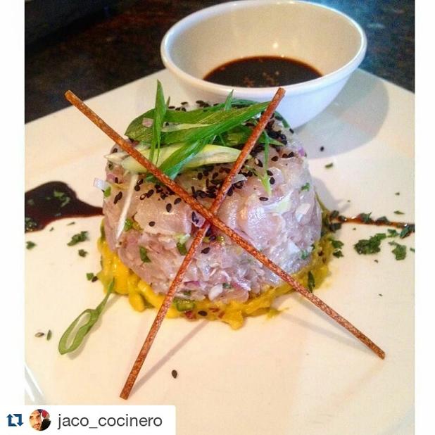 ourarest's tweet photo. No te puedes perder este tartar de atún sobre una cama mezcla de aguacate #Oura https://t.co/mfGFck3Y4v