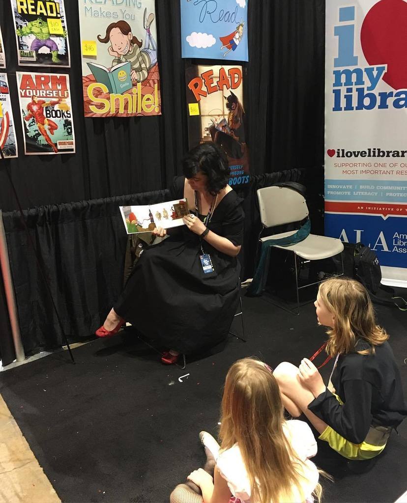 ALALibrary's tweet photo. Today in the Library Booth @c2e2 Miss Natalie running Story Time reading The Very Hungry CthulhuPillar. #LibrariesT… https://t.co/CvRWGKNIFi