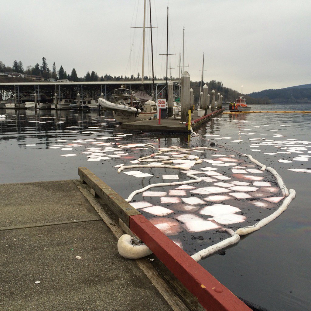 Diesel fuel cleanup now under way after early morning fire at Port Orchard Yacht Club