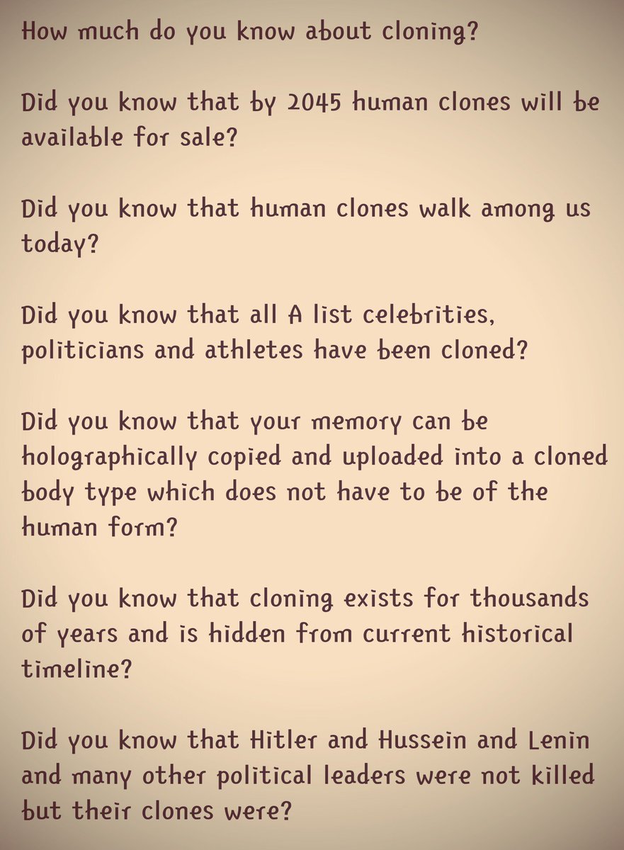 Armyoflightbk's tweet photo. Our lives depends on it. Shut them all down. Must 🔚
#FOLLOWDONALDMARSHALL
#SHUTDOWNCLONINGCENTERS
#SAVEHUMANITY https://t.co/1viVWinbAA