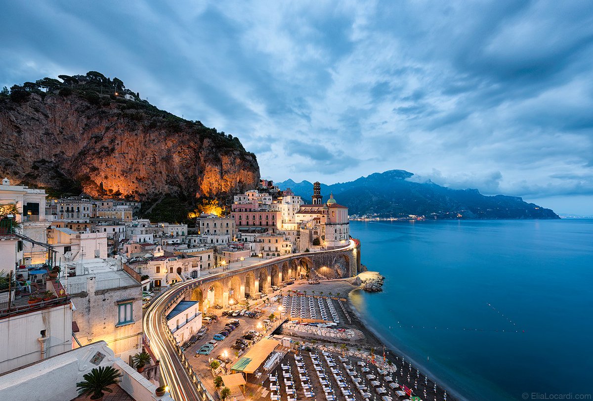 EliaLocardi's tweet photo. As I photographed this twilight scene in Atrani, I raised my glass to toast #Italy and the incredible #Amalfi Coast https://t.co/iaN3Rx9C8v