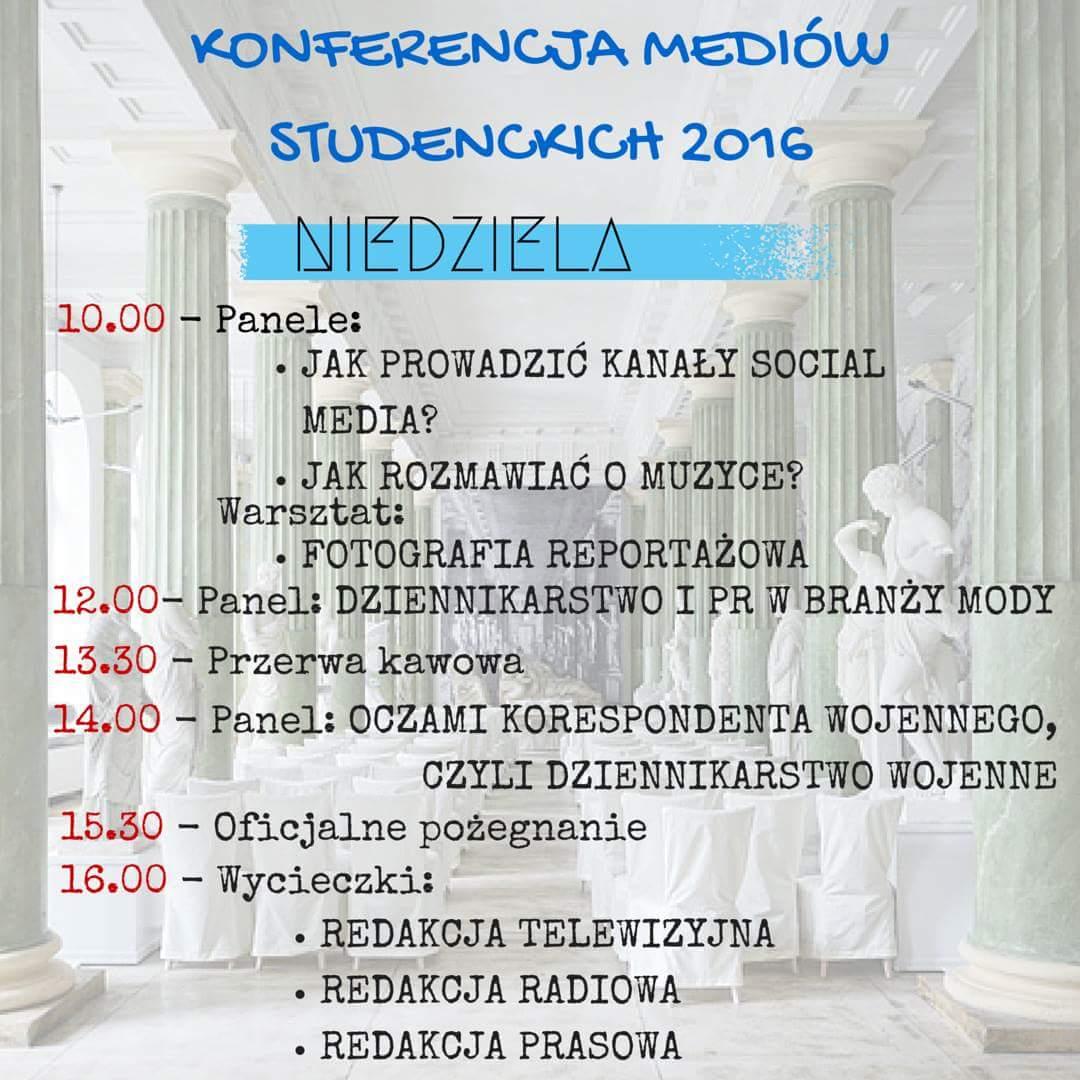 UniwerekTV's tweet photo. W niedziele zaś zaczynamy o 10, a dzień kończymy wycieczkami do redakcji największych #media .ów w Polsce. #KMS2016 https://t.co/LrnuUySJRF