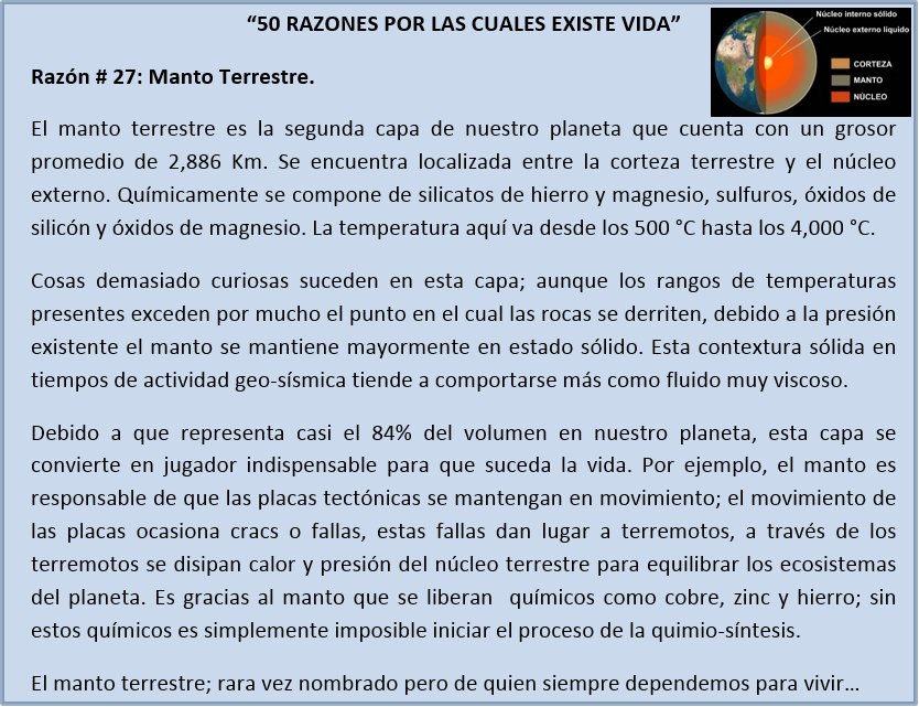 ikerhuitzi's tweet photo. "50 RAZONES POR LAS CUALES EXISTE VIDA" - Razón # 27: Manto Terrestre. https://t.co/6FpRZUT2AK
