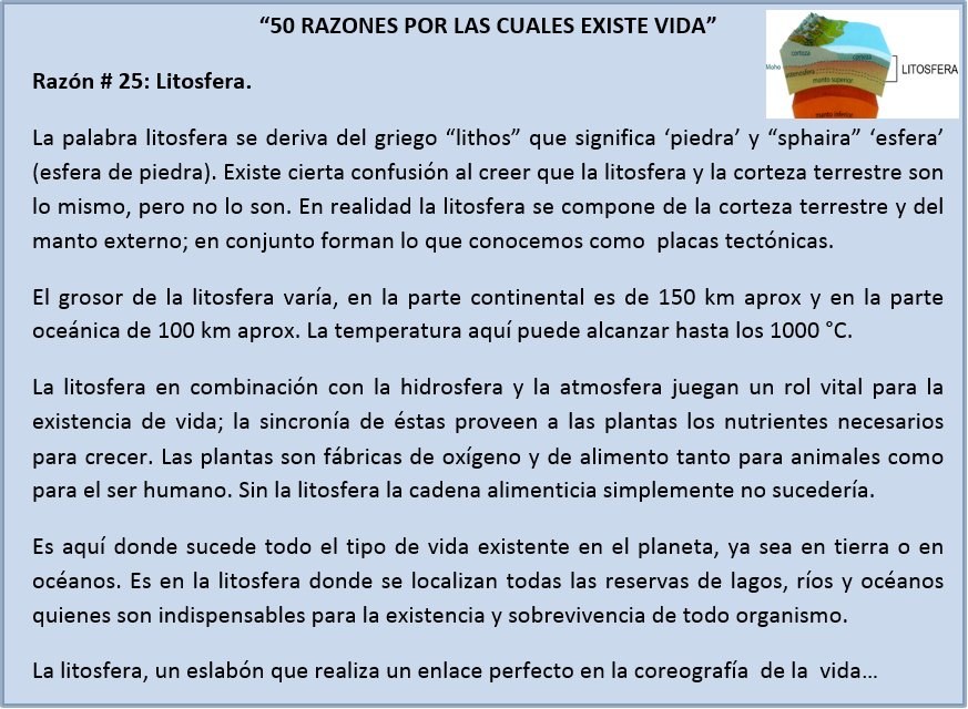 ikerhuitzi's tweet photo. "50 RAZONES POR LAS CUALES EXISTE VIDA" - Razón # 25: Litosfera. https://t.co/h566wKt28d
