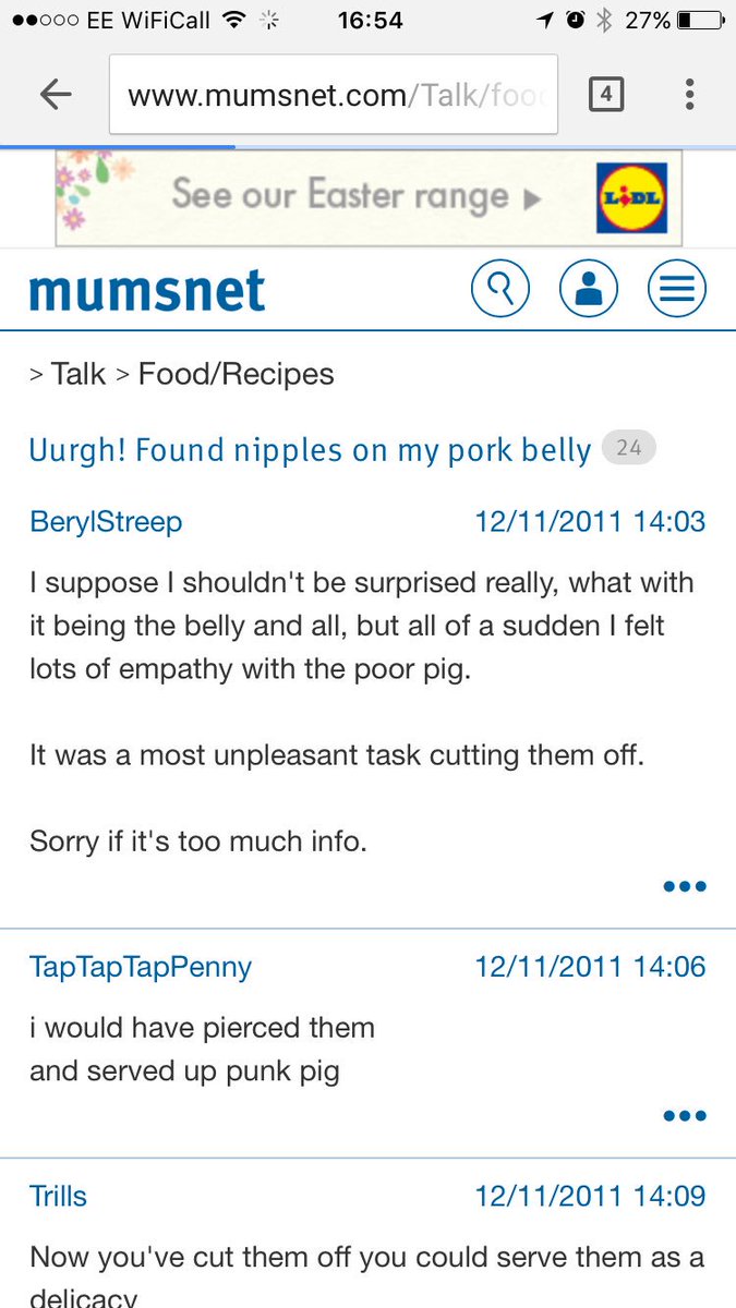 Jamesashton20's tweet photo. Found nipples on my pork belly. So decided to google them first hit? Mumsnet! #pignipples https://t.co/wY4hUyvXgT