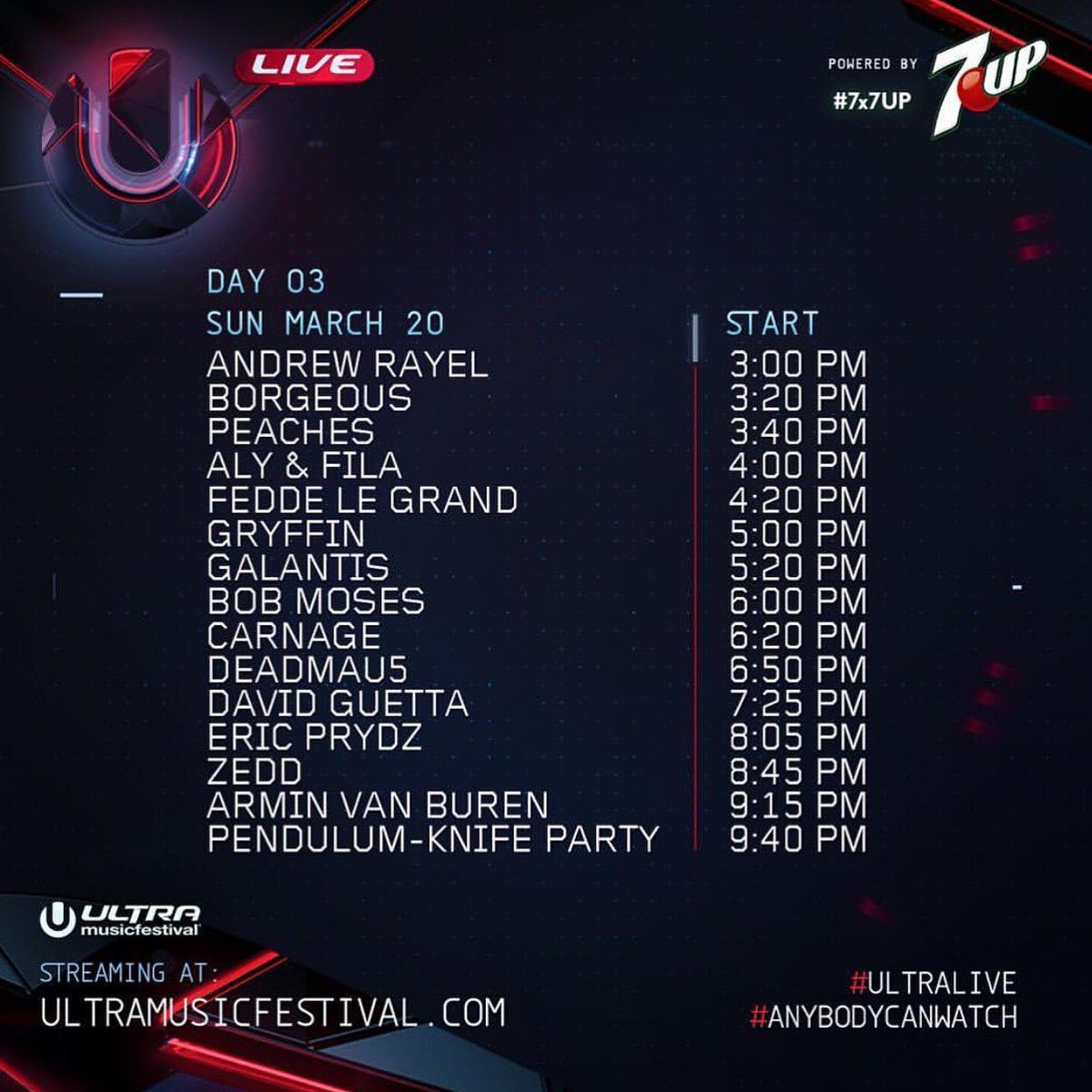 EventsMiami's tweet image. Todays line up 🎤🎼 we are ready to party !! @ultra #ultramusicfestival #ultra #ULTRALIVE power by #7x7up