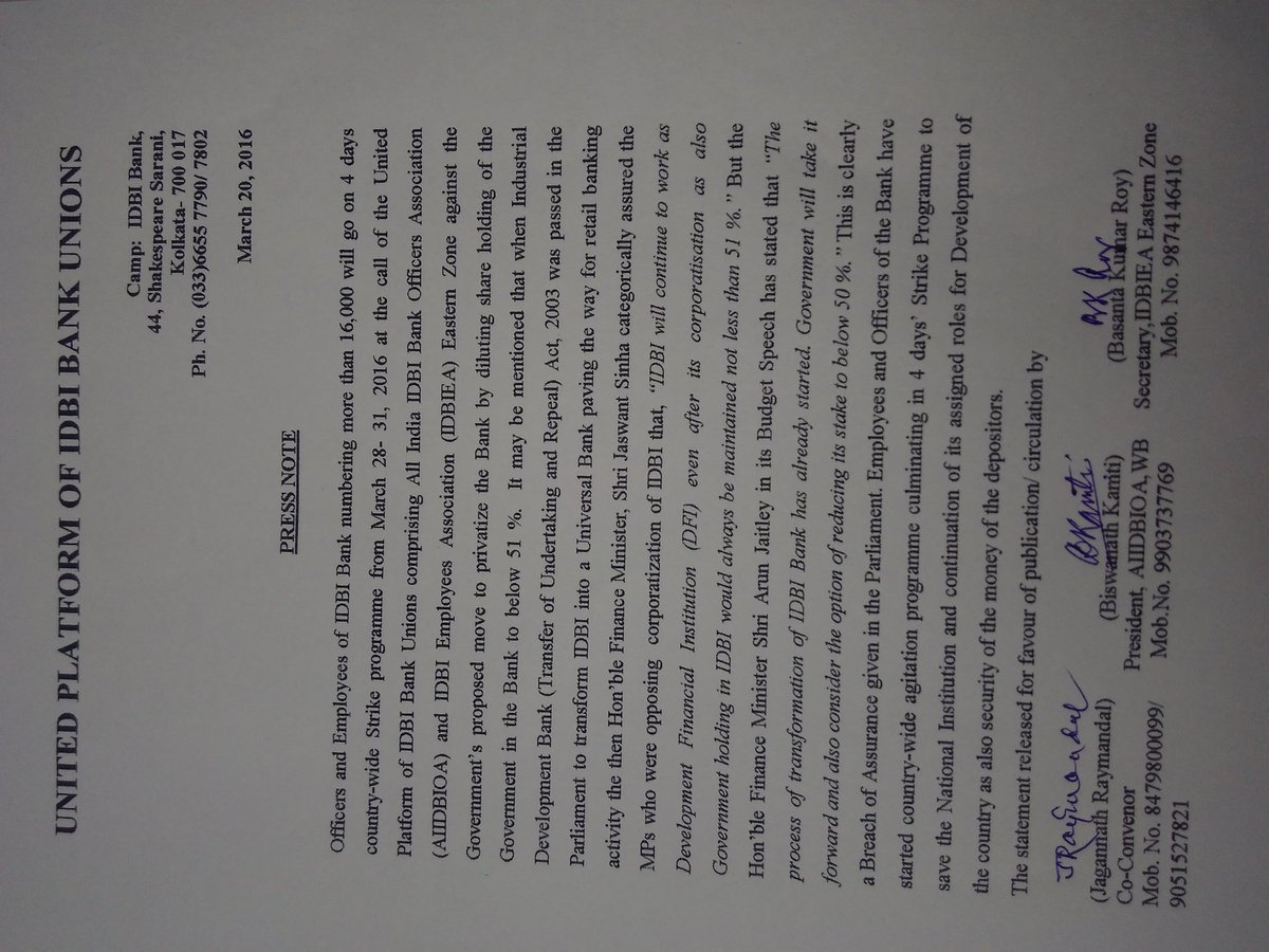 GyanprakashIDBI's tweet photo. @timesofindia @htTweets @EconomicTimes @dna @businessline Don't pvt IDBI #donotsellidbibank #saveidbibank https://t.co/l5gKXqEeed