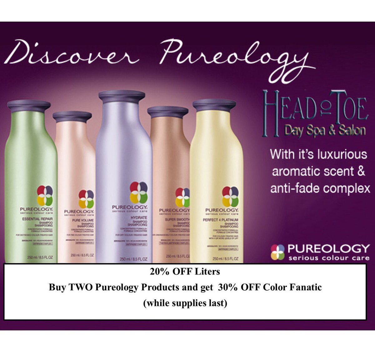 headtotoeILM's tweet photo. 20% pureology liters...while supplies last! https://t.co/b1VVpjPTjP