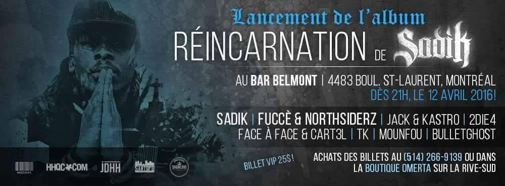 jduhiphop's tweet photo. Lancement de l’album « Réincarnation » de Sadik le 12 avril à Montréal https://t.co/SQ73w1UGsr https://t.co/2WxHtUVow3