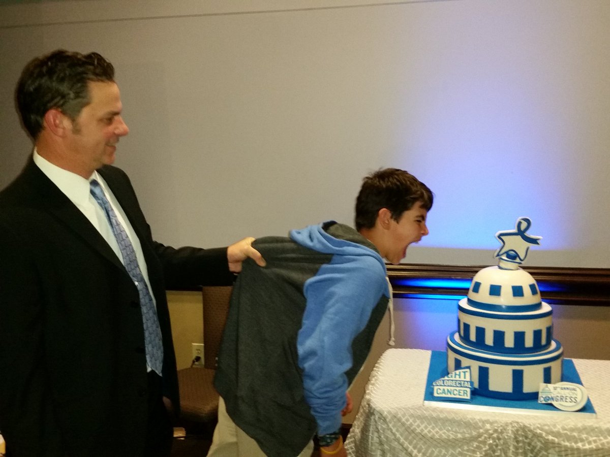 KellyKuster's tweet photo. @Joefromcakeboss @CakeBossBuddy THANK YOU for the delicious @FightCRC 10th #ConC2016 cake our son couldn't wait! https://t.co/lBmmCM1WAl