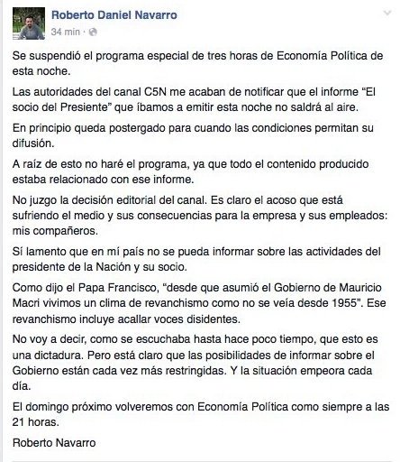 shoa_simon's tweet photo. La #CEOcracia de #Macri censura a @robdnavarro  y luego hablan de #LibertadDeExpresion https://t.co/7nh2jyFJP4 https://t.co/hCm2NwSJ7J