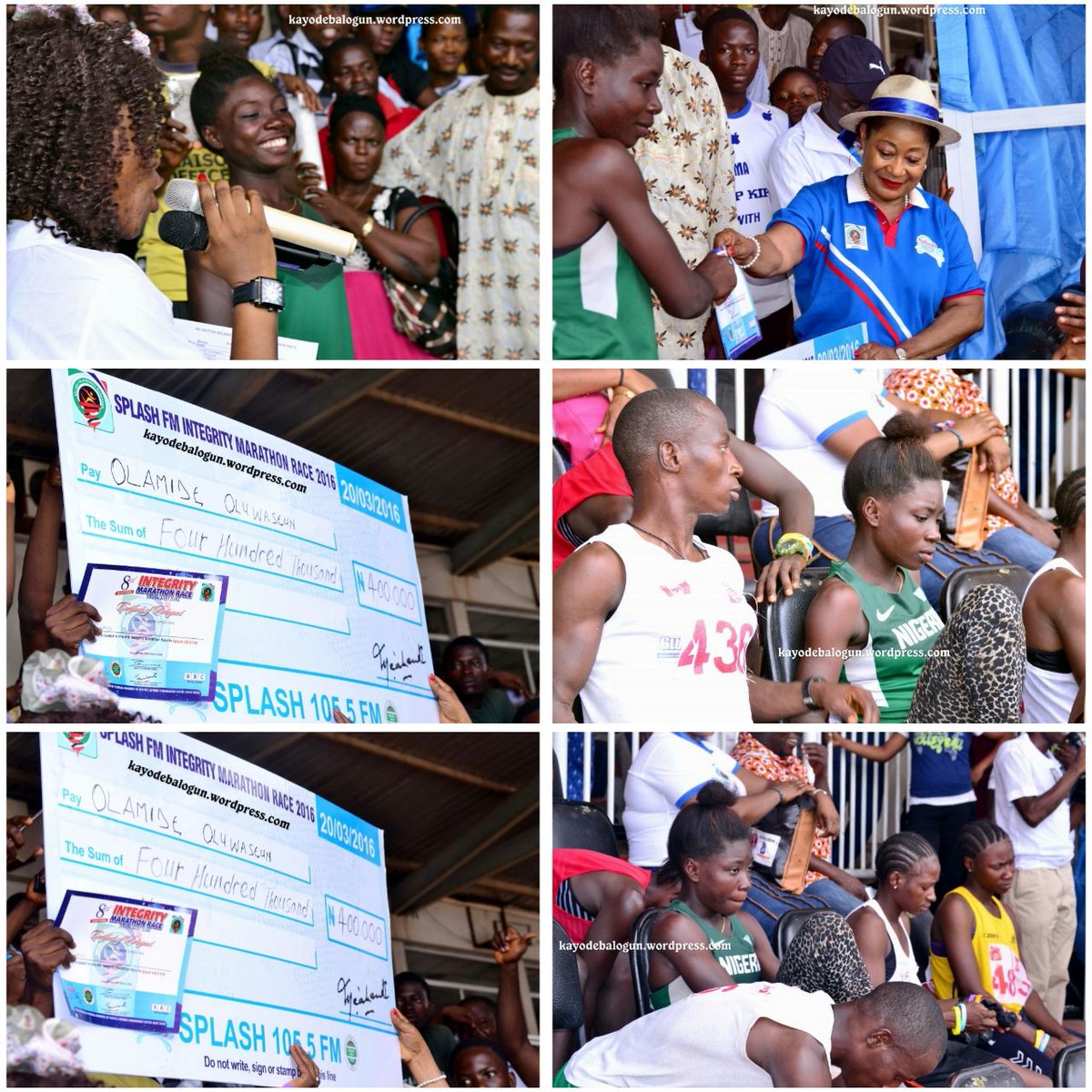SMILEolawoyin's tweet photo. Chief Mrs Akande presented the Prize to the Winner of #IBMarathon 2016.@SplashFM1055 @LageluFM963 https://t.co/MQwzhYQJTv
