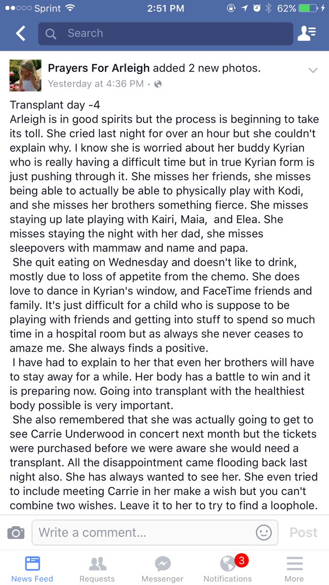 MissAmericaOK's tweet photo. Hey @carrieunderwood make this little girls wish come true! She was going to your concert but can't go anymore #CMN https://t.co/bSTgAIinpW