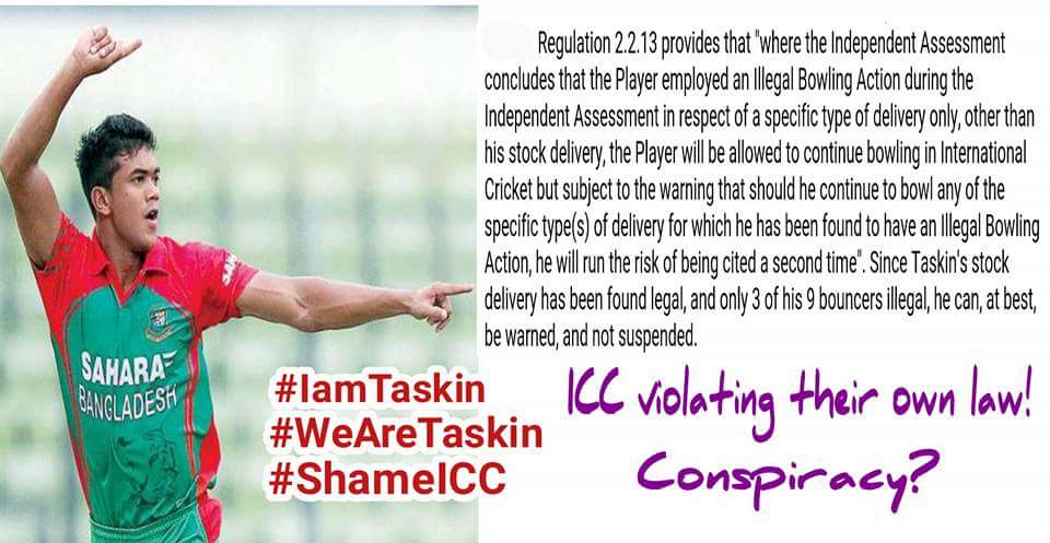 asp_jahid's tweet photo. .@ICC violating their own law! Conspiracy against #Bangladesh?
#IamTaskin
#WeAreTaskin
#ShameICC
#WT20 https://t.co/GsKCzS4ouT