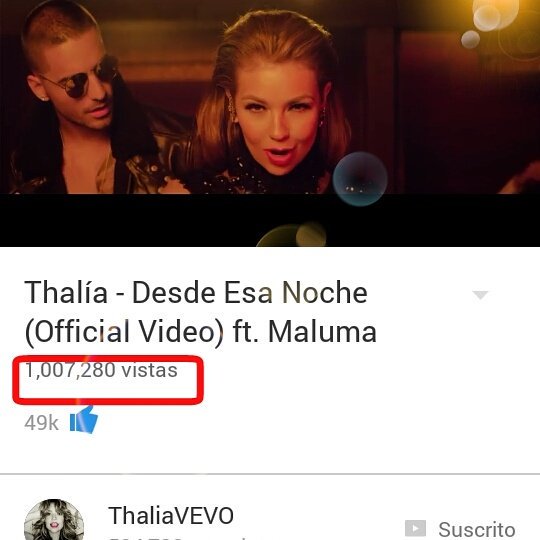 ferarosemena981's tweet photo. @thalia  @maluma wow!! Un millón en  dos dias. 😱😍
Sigamos apoyando el video #DesdeEsaNoche #ThaliaLatina #Thalumas https://t.co/ouxas60pl2
