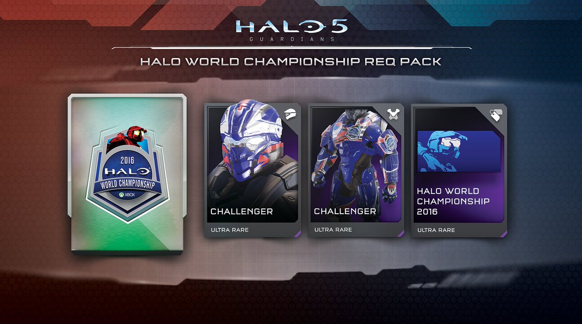 Halo's tweet photo. Watch the #HaloWC 2016 Finals on https://t.co/qEDRaBYFIU &amp; learn how to get a free Halo World Championship REQ Pack! https://t.co/vhCSn6W94R