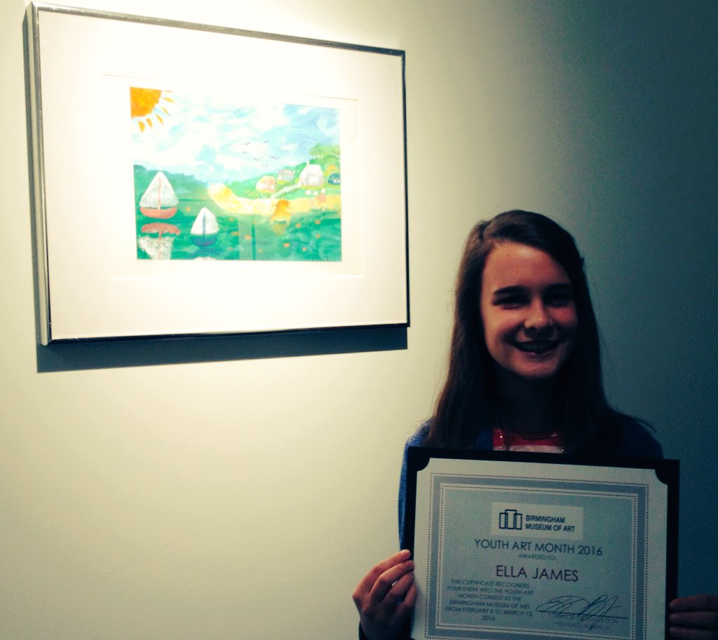 ArtVHEC's tweet photo. Congratulations Ella for representing VHEC at the Birmingham Museum of Art Youth Art Month Exhibit! https://t.co/JC428Mto9u