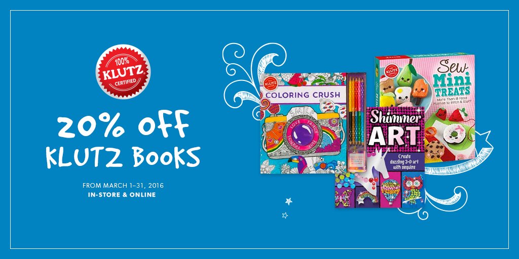 chaptersindigo's tweet photo. Save 20% OFF Klutz books. In-store &amp; online. Ends Mar. 31. SHOP: https://t.co/uGiTlXG3q9 #SpringBreakEscape https://t.co/ynLNS3PLaT