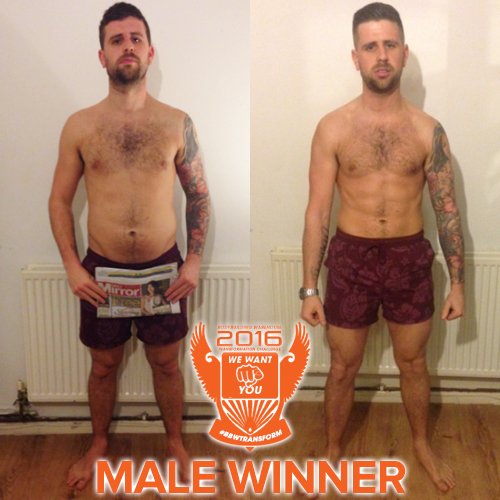 BBWarehouse's tweet photo. and the male winner of #BBWTransform 2016 goes too... @dmooretraining 🙌👏💪 #fatloss #fitfam https://t.co/R0fqsSvu9F