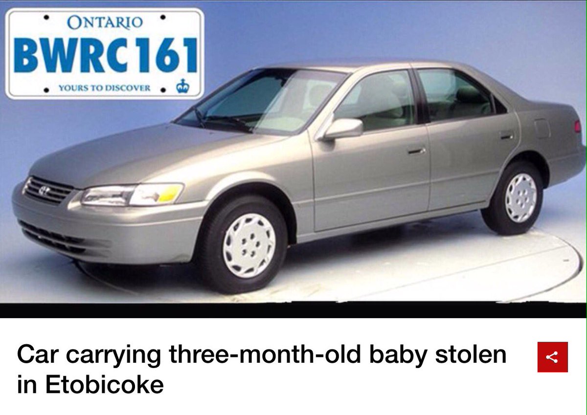 Have you seen this car call police !
Call 911
Alert car was stolen in Toronto with a three-month-old baby boy inside